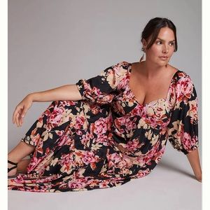 by Anthropologie puff sleeve floral maxi dress.